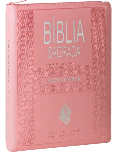 Bíblia Sagrada Letra Gigante com Harpa Cristã e índice - Couro sintético Rosa claro e zíper: Almeida Revista e Corrigida (ARC) com Letras Vermelhas, de Sociedade Bíblica do Brasil. Editora Sociedade Bíblica do Brasil, capa dura em português, 2018