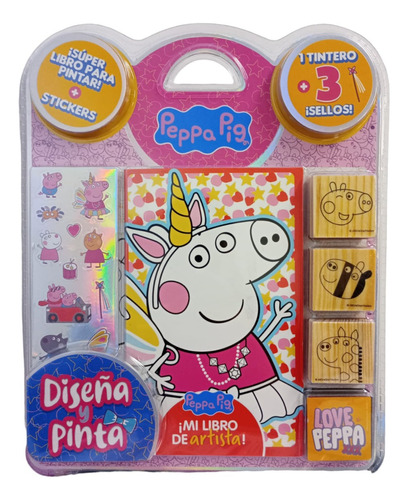 Libro Para Colorear Diseña Y Pinta Sellos Stickers Peppa Pig