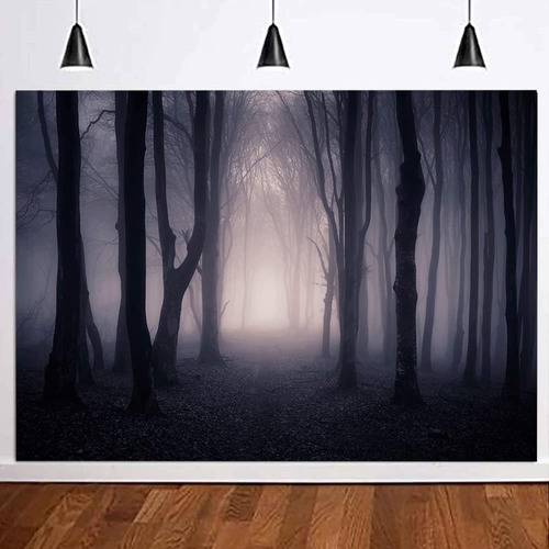 Dark Misty Forest Halloween Theme Party Photography Backdrop