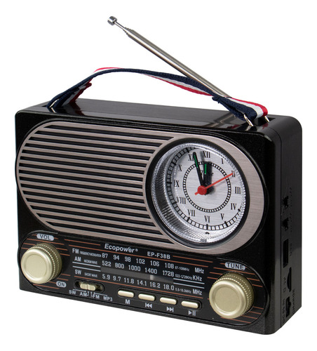 Rádio Portátil Ecopower Ep-f38b Usb/sd/aux/am/fm/sw/bt 110V/220V