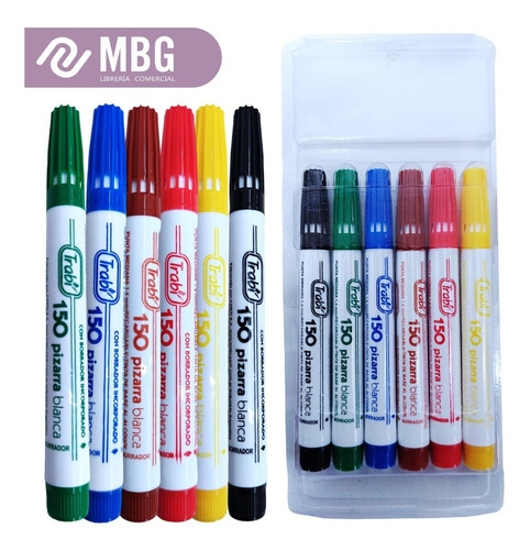 Imagen 4 de 7 de Marcador Trabi 150 Para Pizarra Blanca C/borrador X6und