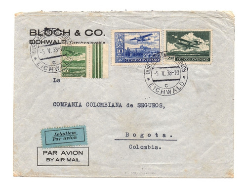 Sobre Bloch & Co. Checoslovaquia A Bogotá 1938 Aviones