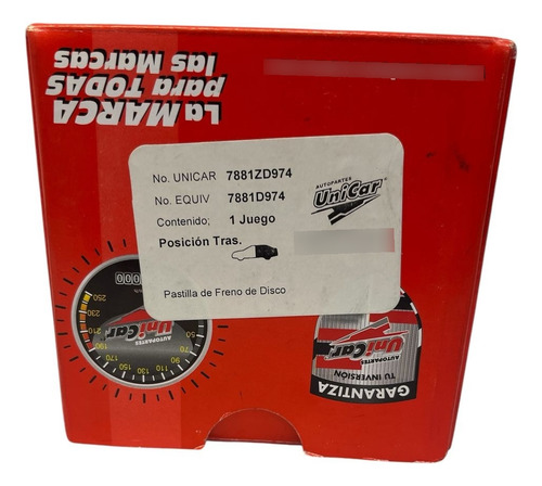 Unicar Pastillas Freno Semi Cerámica 7881zd974 4pz