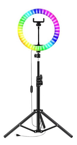 Aro De Luz Led De 33cm Colores + Trípode 2 Mtrs