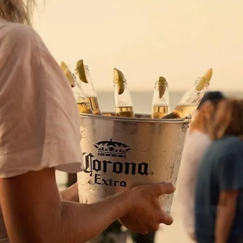 2 Fraperas De Hielo Cerveza Corona Balde Hielera Destapador