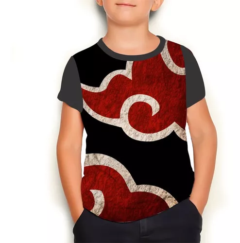 Camisa Camiseta Infantil Akatsuki Nuvem Naruto Série Anime