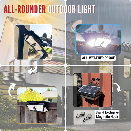 Luz Solar Con Clip De 208 Led, Impermeable Ip65, Sensor De M