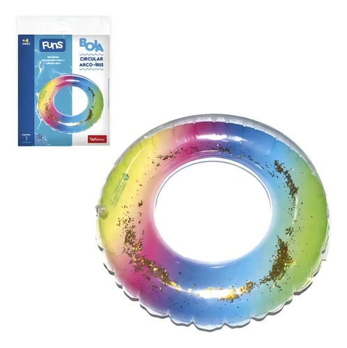 Bóia Circular Arco Íris Infantil 55 Cm Wellmix Cor Colorido