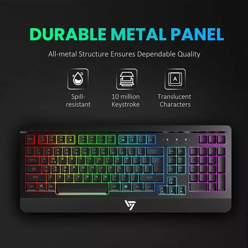 Teclado USB VictSing, Teclado de Computador Com fio, Teclado de Jogos de  Luz de Fundo com Painel de Metal, Teclado Silencioso para PC/Mac Game,  Digitação de Escritório, em Promoção é no Buscapé