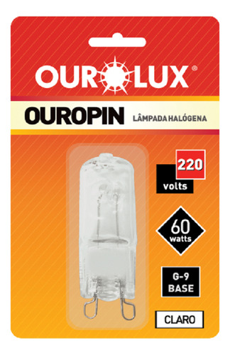 Ourolux 1328 Lâmpada Halógena Bipino G9 Ouropin 60w 220v Ourolux Cor da luz Amarelo - 40W