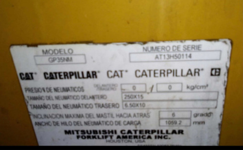 Autoelevador Cat 35g De 3,5tn (2016) Cabinado Envios Al Pais