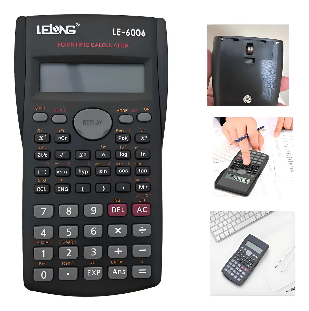 Calculadora Científica 240 Funções Com Capa Proteção Full Cinza-escuro