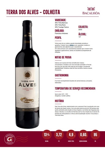 Vinho Português Tinto Terra Dos Alves Colheita
