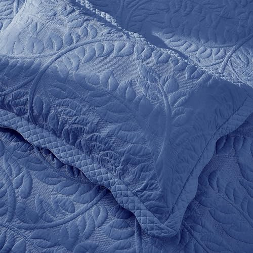 Fundas De Almohada Acolchadas 100% Algodón Azul Marino