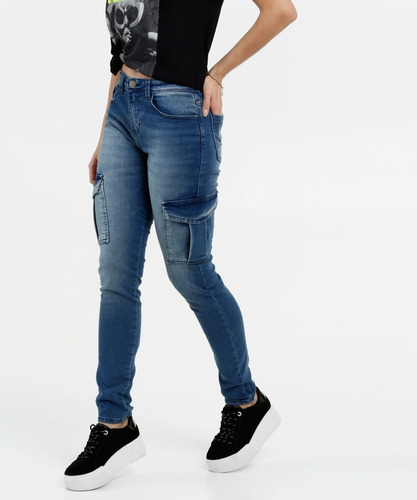 Calça Feminina Jeans Cargo Skinny Marisa