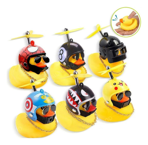 Patito Amarillo Con Casco,pato De Hule Para Bici,moto,6pcs