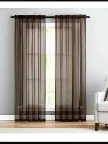 Set De Cortinas Café Oscuro Traslúcidas Visillo 4.00m X 2.00