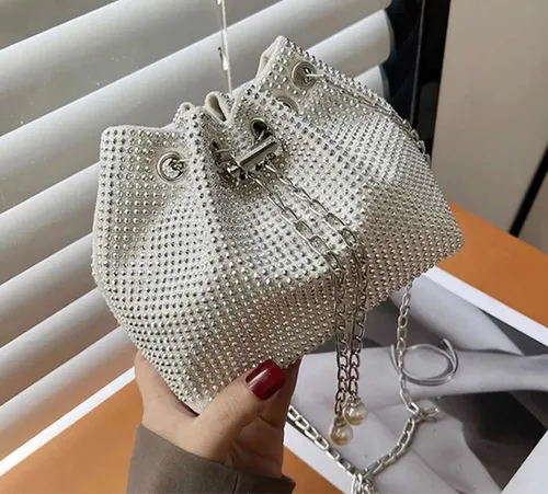 Mini Cartera De Fiesta Plateada Con Strass Micloset