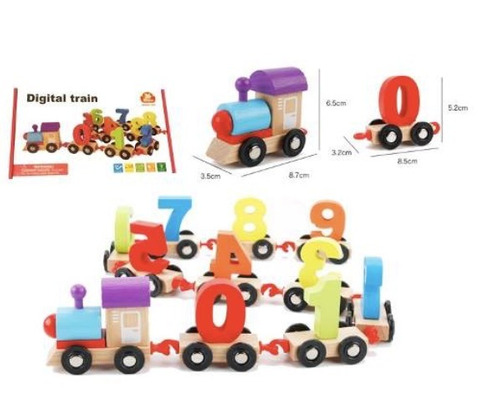 Juguete Infantil Tren De Madera Con Números Del 0 Al 9