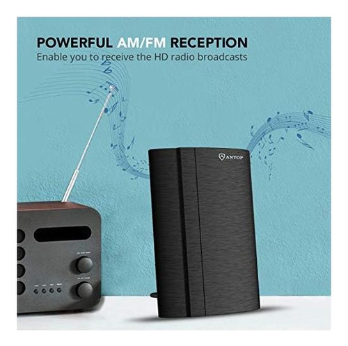 Antena Amplificada En Interiores, Panel Curvo Antop At-212fm
