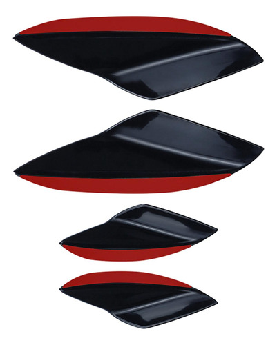 4x Universal Car Spoiler Canards Kit Lip Splitter Negro