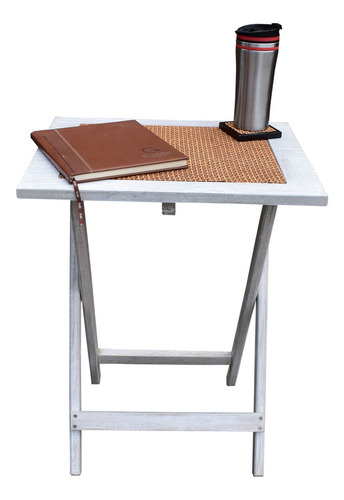 Mesa Plegable De Madera Portátil De Jardín Multiusos Color Rectangular Natura Blanco