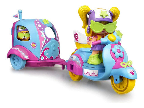 Muñeca Pinypon Moto Con Carrito Transporta Tu Mascota