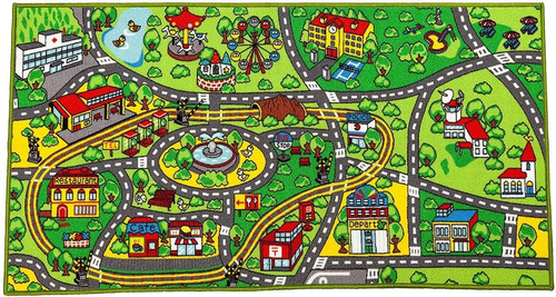 Moonvvin ideal para jugar con coches y juguetes para dormitorio o sala de juegos diseño de mapa de la ciudad no incluye coche de juguete Alfombrilla de juego para niños 