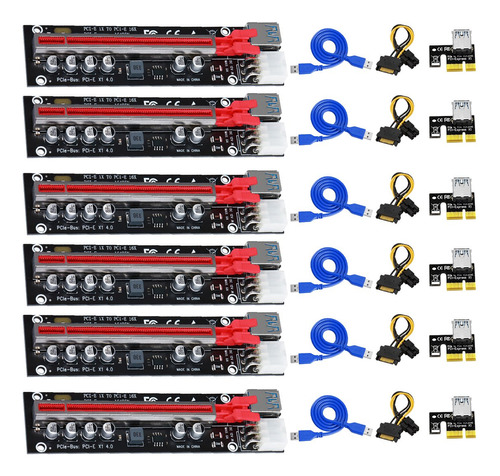 6 Tarjetas Elevadoras Pci-e Pci-e X1 A X16 Usb3.0 6 Pines Gp