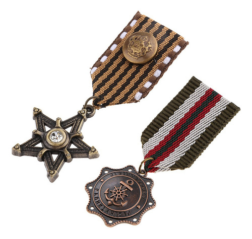 2 Piezas Gótico Para Hombre Cuello Militar Solapa Pin P