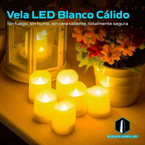 Imagen 6 de 10 de Vela Led 4 Cm Blanco Calido Decoracion Navidad Fiestas Pilas