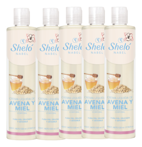 Crema Liquida De Avena Y Miel Shelo Nabel® 530ml. 5 Piezas
