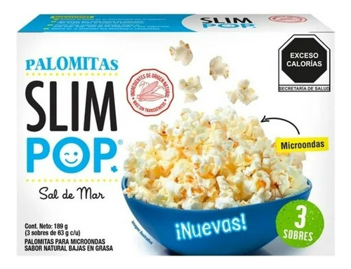 Nuevo Palomitas Para Microondas Slim Pop Sabor Sal De Mar