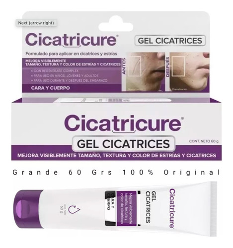 Cicatricure Gel 60gr Cicatrices Estrias Marcas Acne Original