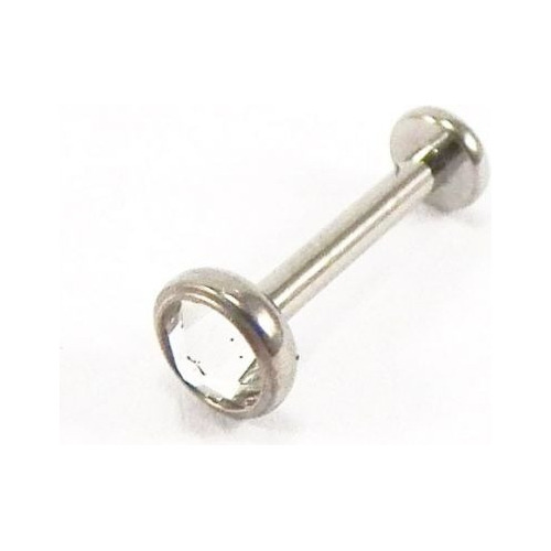 Piercing Labret Y Top Cristal Redondo - Titanio Oreja