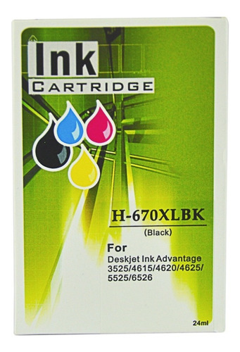 Cartucho De Tinta Generico Para 670 Xl / 3525 4615 4625 5525