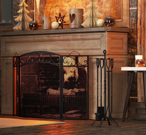 Conjunto De 5 Herramientas Chimenea De Hierro Forjado, ...