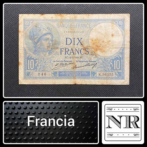 Francia - 10 Francs - Año 1931 - P #73 - Minerva