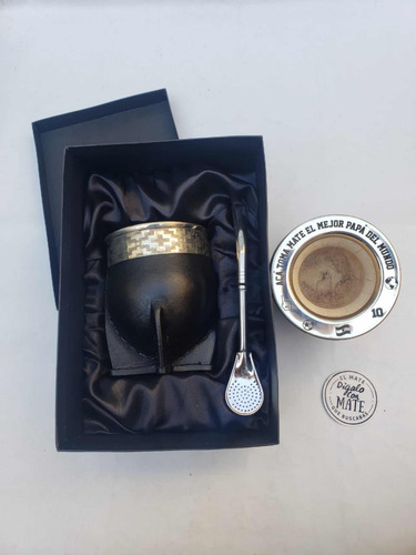 Caja Estuche Para Guarda Mate Y Bombilla Premium Con Sostene Negro