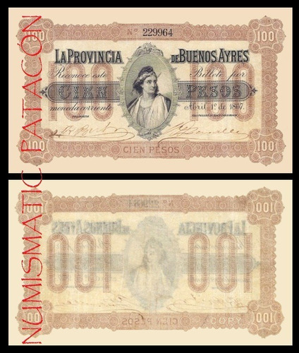 Billete 100 Pesos Moneda Corriente Bs As 1867 - Copia 476
