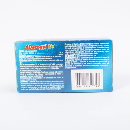 Imagen 2 de 6 de Aderogyl Efe Sabor Naranja 1gr Con 10 Tabletas Efervescentes