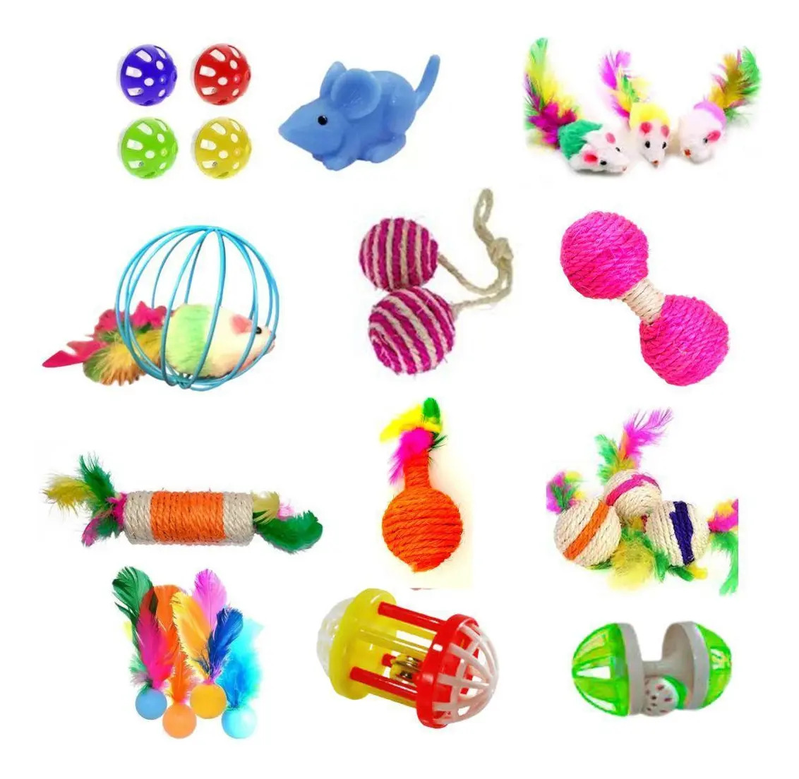 Kit 12 Brinquedos Para Gatos Com Catnip e Guizo