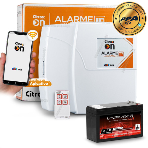 Central Alarme S/ Fio Wifi 3 Sensores 2 Control + Bateria