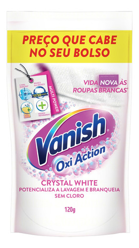 Tira manchas Vanish Oxi Action Crystal White Roupas Brancas sachê 120 g