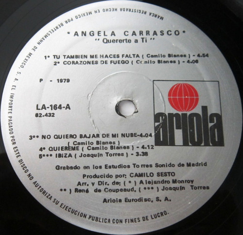 Angela Carrasco - Quererte A Ti Lp (Usado)