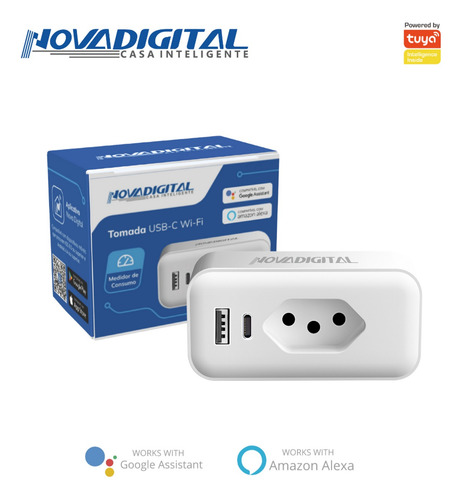 Tomada Inteligente Wi Fi Com Usb-c + Controle De Consumo