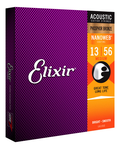 Cuerdas Elixir 16102 Nanoweb Guitarra Acustica 13/56 Msi