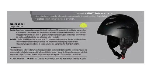 Casco Sky Snowboard Bici Skate Nieve Natway Shn001 Leer Bien