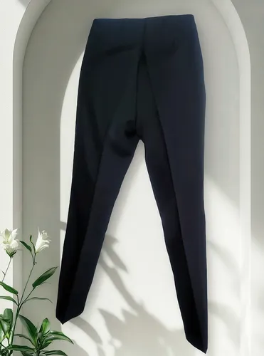 Pantalón Negro, En Crepe, Recto, Dama, Clásico. T.s/m.