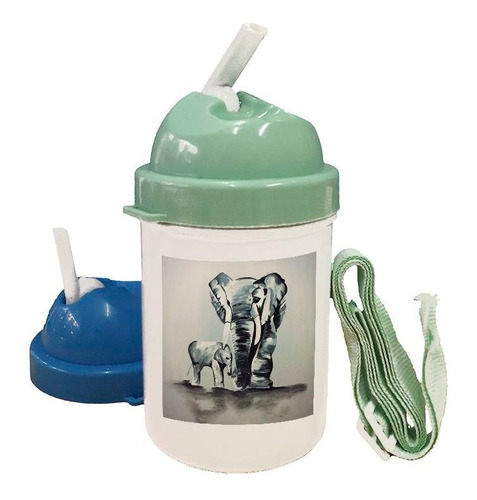 Cantimplora Elefante Con Su Hijo Pintura